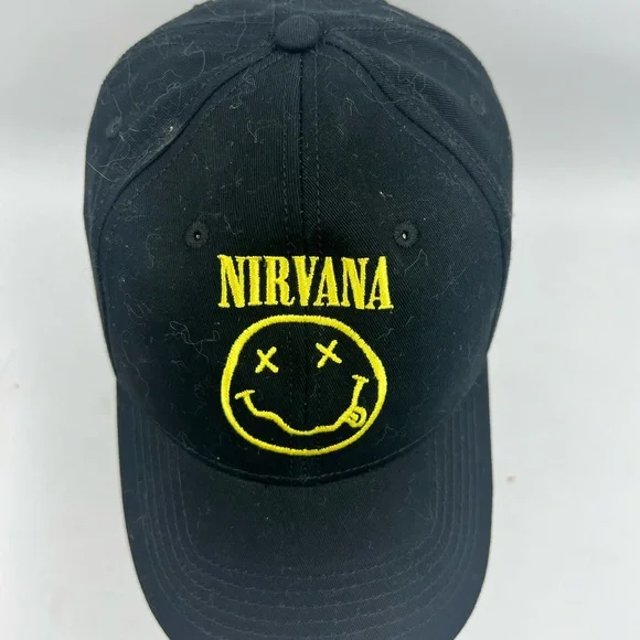 Nirvana Snapback Hat Cap Black Smiley Face Logo Licensed 2021 - Picture 9 of 11
